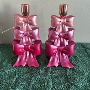 COPY - Rachel Zoe Candle Holders Pink Bows Valentine 💘 NEW